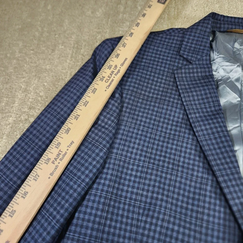 Brooks Brothers Blazer Men 44L Blue Plaid Gingham Check Regent Fit Wool Jacket